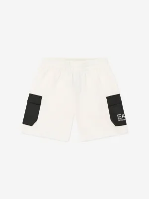 Boys Logo Cargo Shorts in Ivory