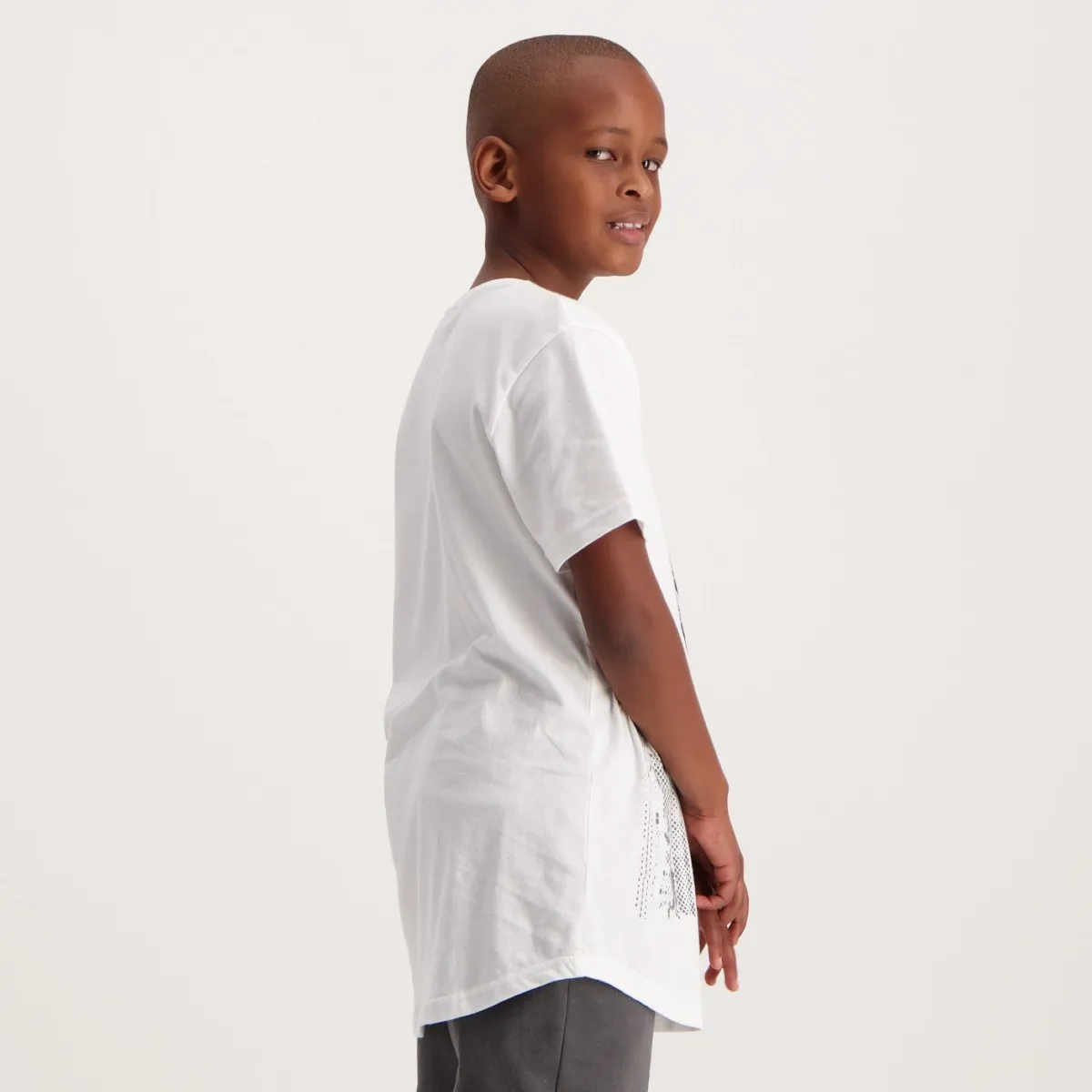 Boys Short Sleeve Batman Scoop Hem Tee - White