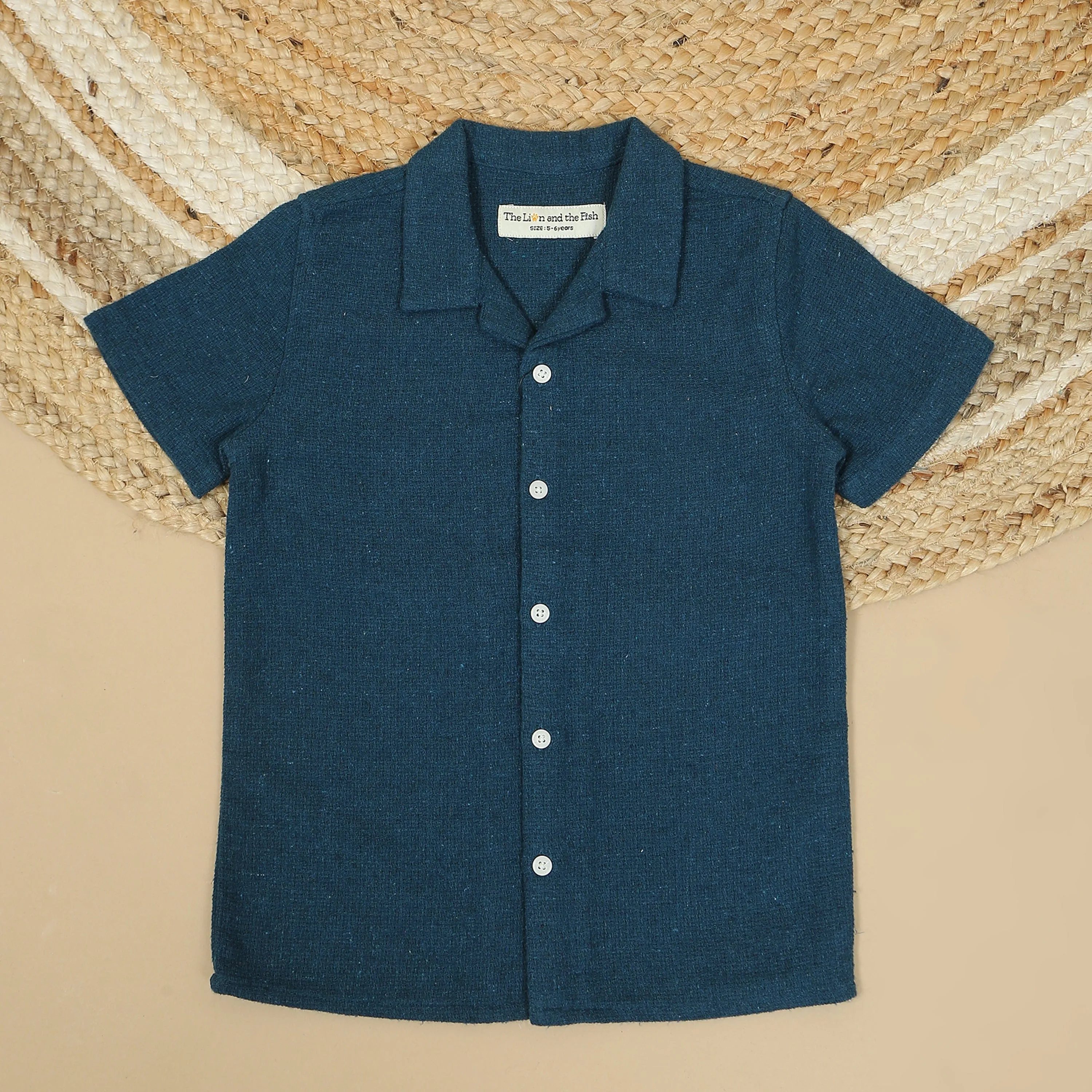 Boys Textured Shirt Cerulean Blue