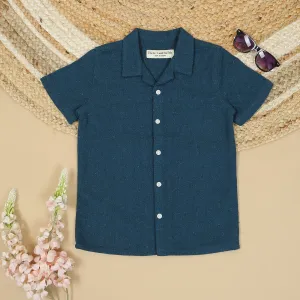Boys Textured Shirt Cerulean Blue