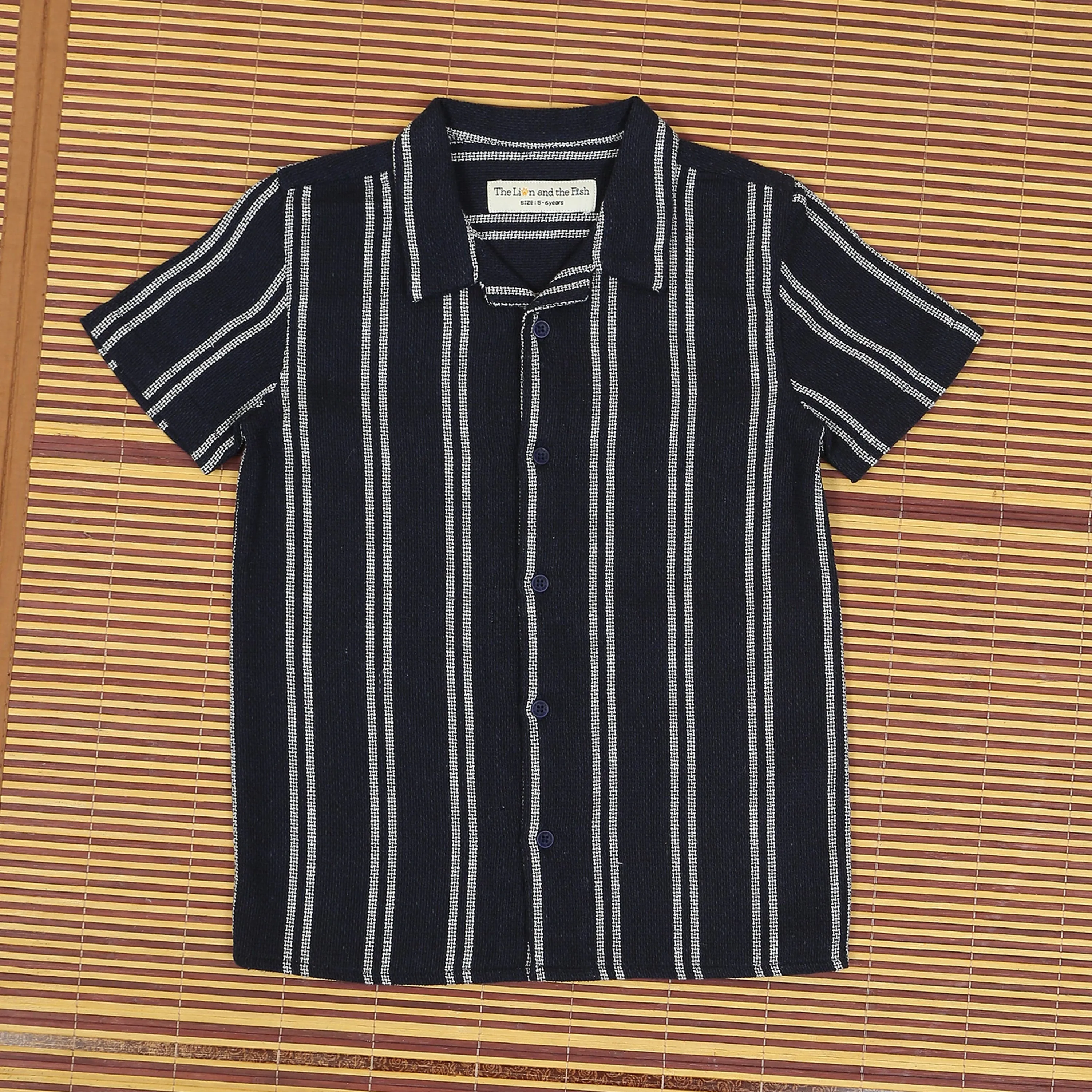 Boys Textured Shirt Navy White