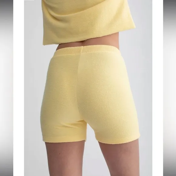 Brand New cozy stretch shorts, beautiful Pastel Yellow. Size XS. Fast shipping