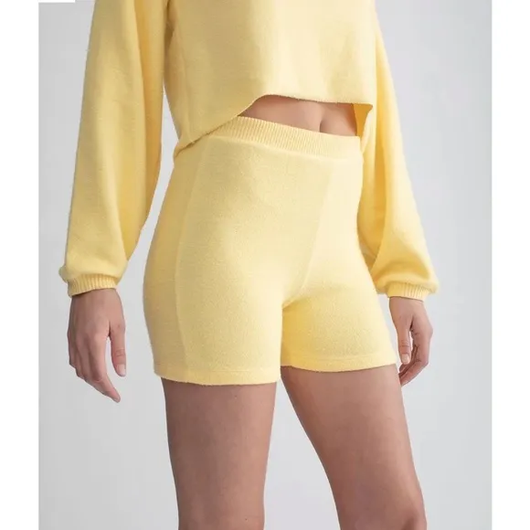 Brand New cozy stretch shorts, beautiful Pastel Yellow. Size XS. Fast shipping