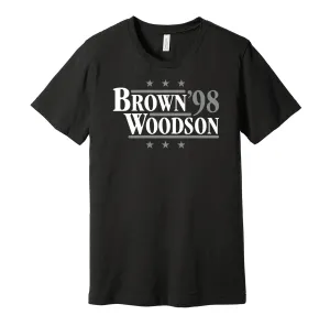 Brown & Woodson '98 - Oakland Legends Political Campaign Parody T-Shirt - Hyper Than Hype Shirts