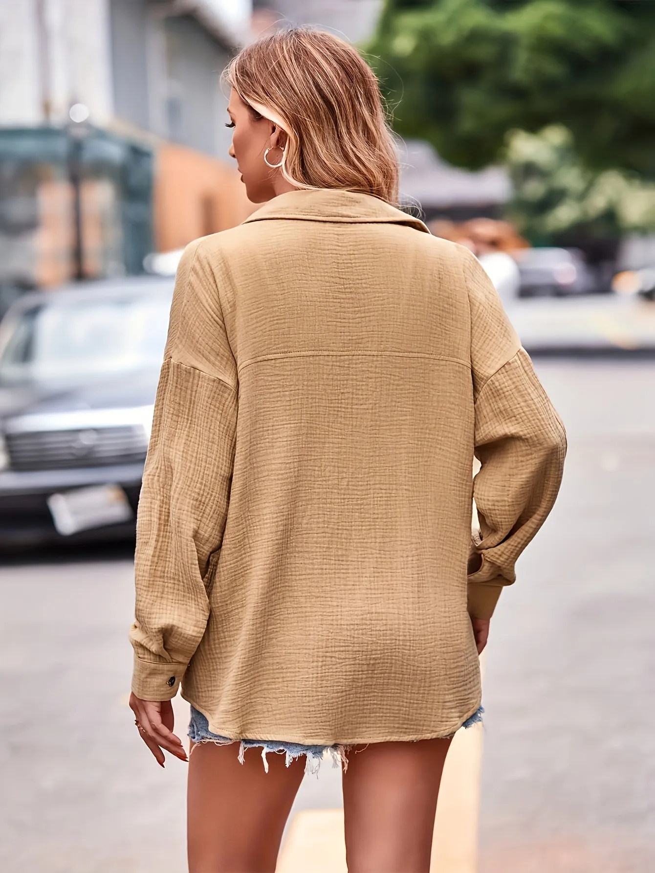 Brown Oversized Textured Shirt