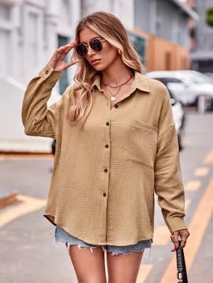 Brown Oversized Textured Shirt