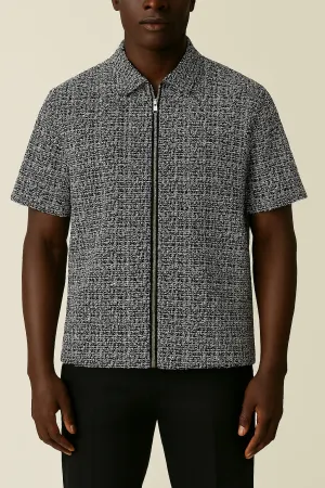 Cai Textured Irish Tweed Zipper Luxe Shirt