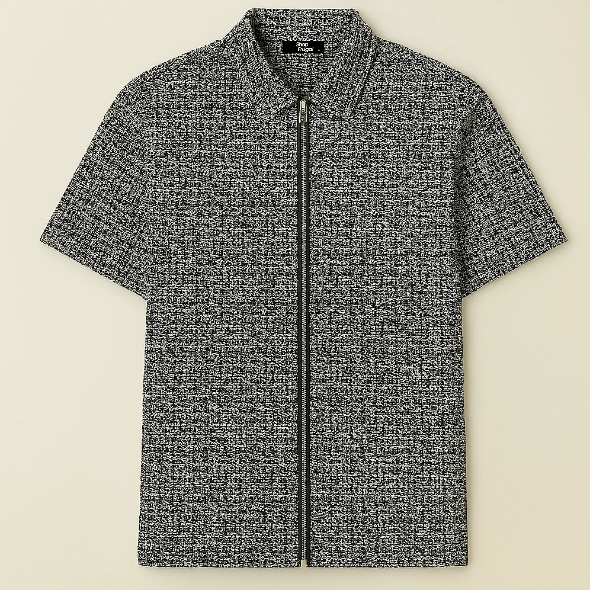 Cai Textured Irish Tweed Zipper Luxe Shirt
