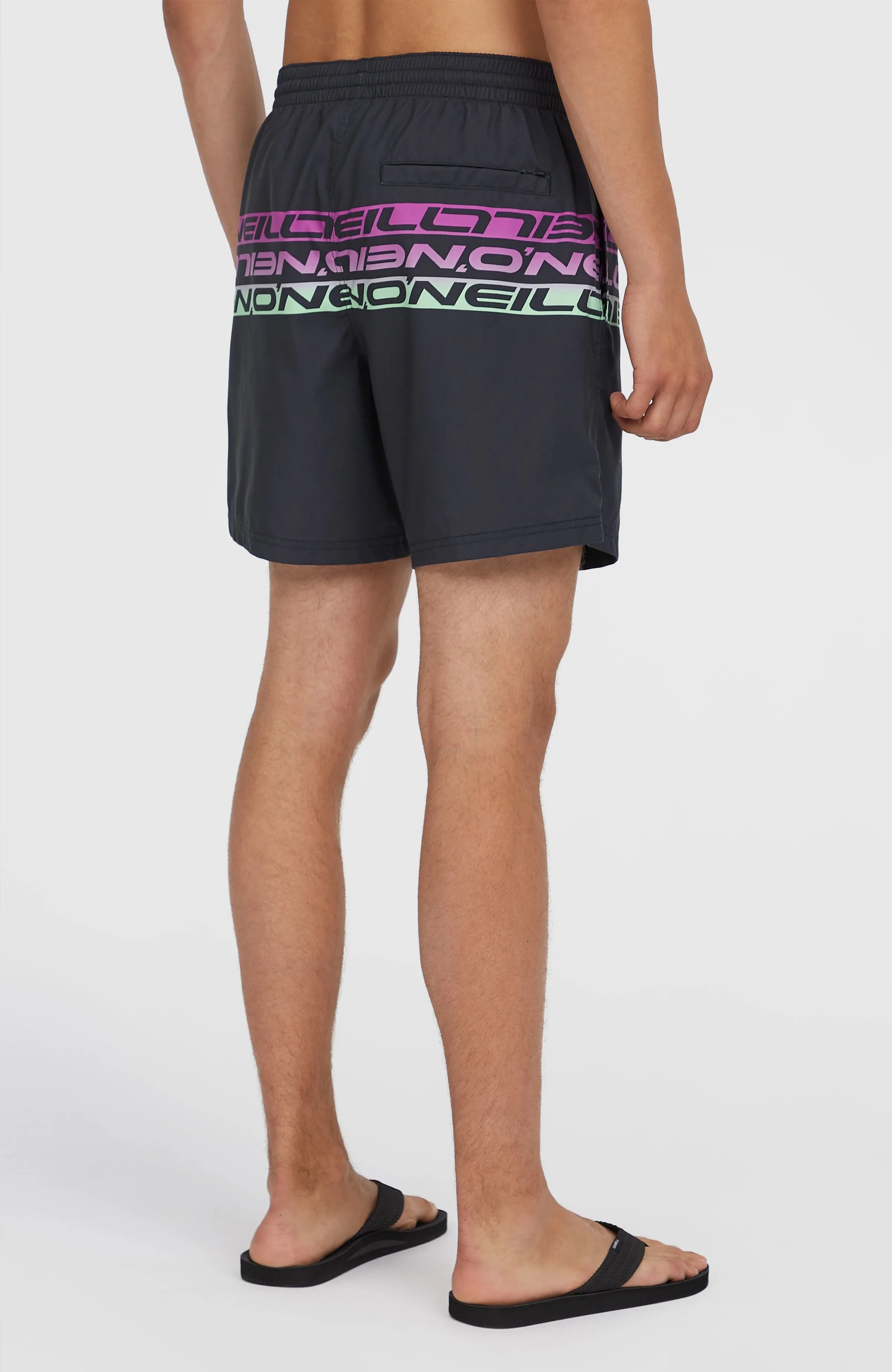 Cali Stripe 16'' Badehose | Black/Purple Upside Down Clean