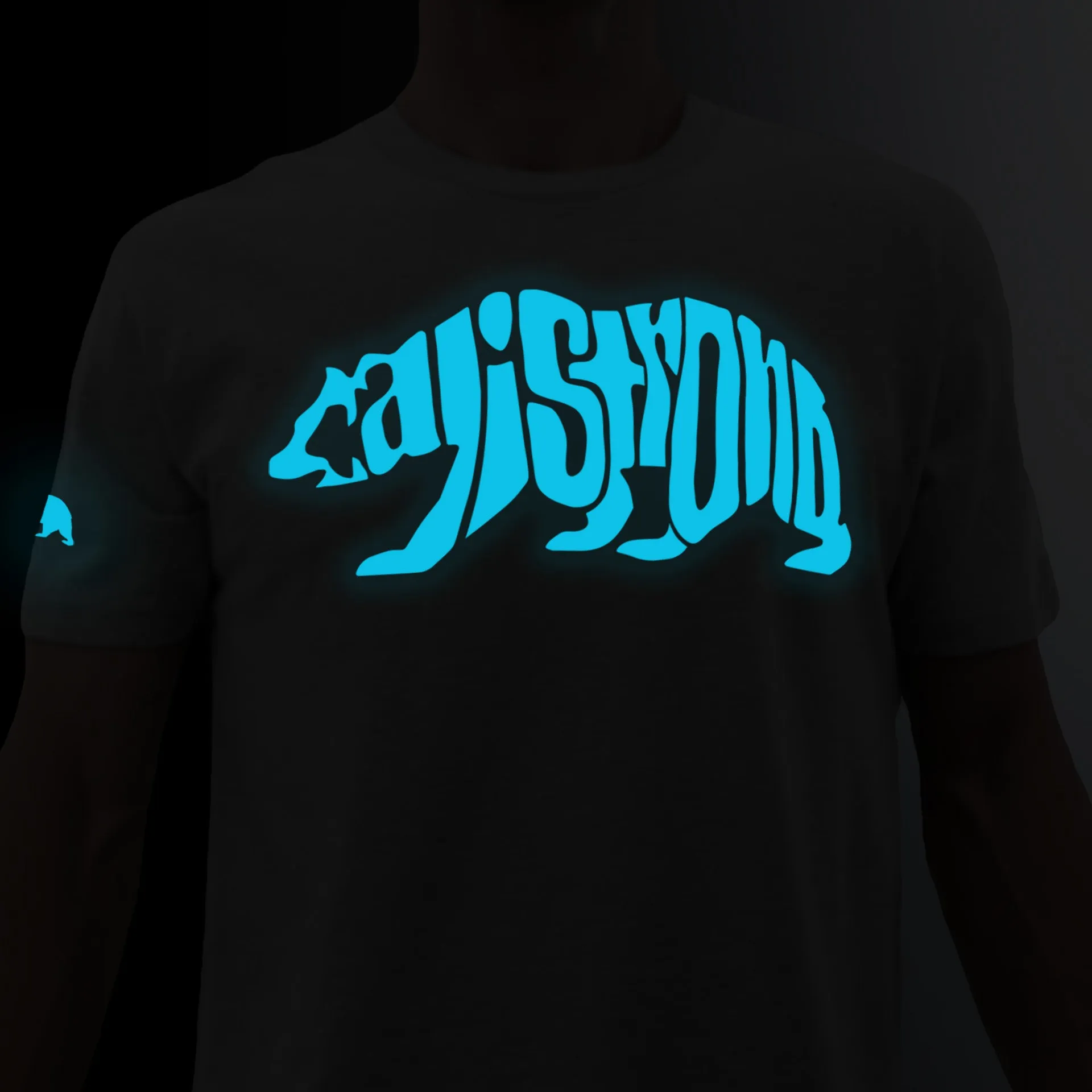 CALI Strong Word Bear Max T-shirt Grey Glow in the Dark