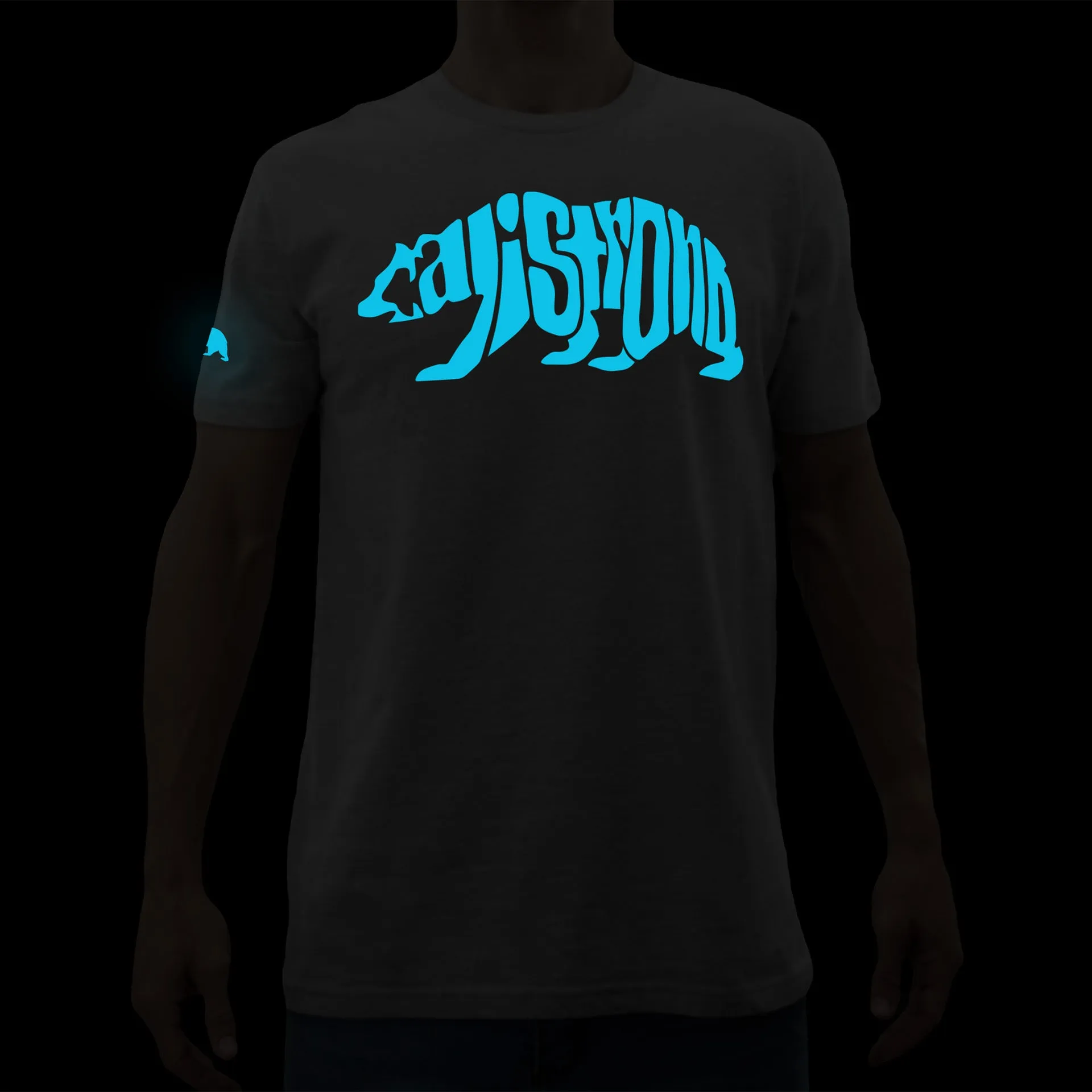 CALI Strong Word Bear Max T-shirt Grey Glow in the Dark