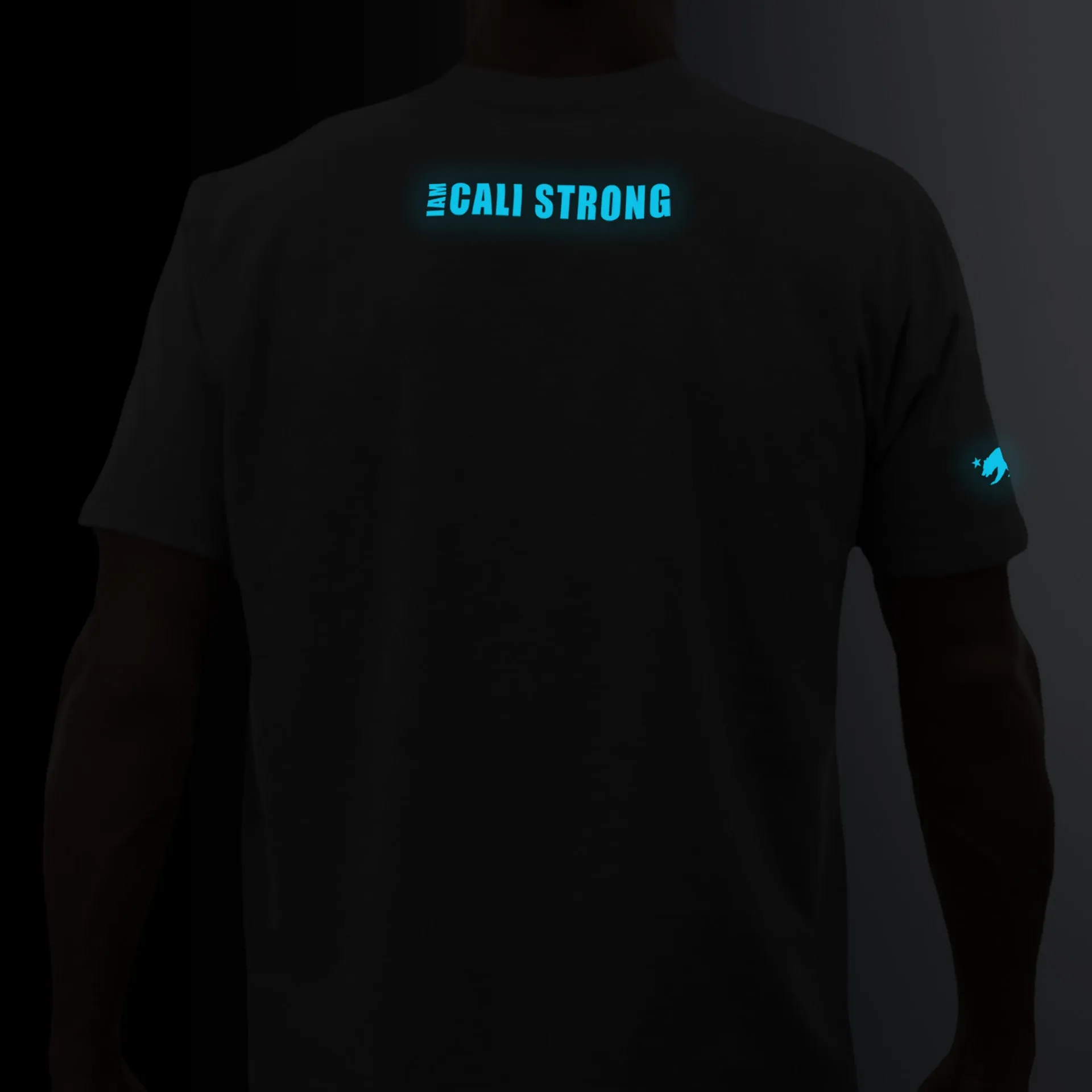 CALI Strong Word Bear Max T-shirt Grey Glow in the Dark