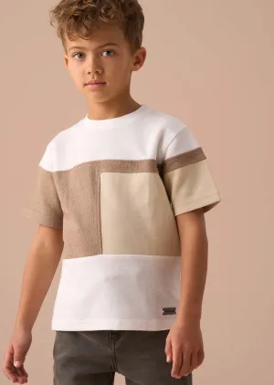 Callum Cream Textured Block T Shirt