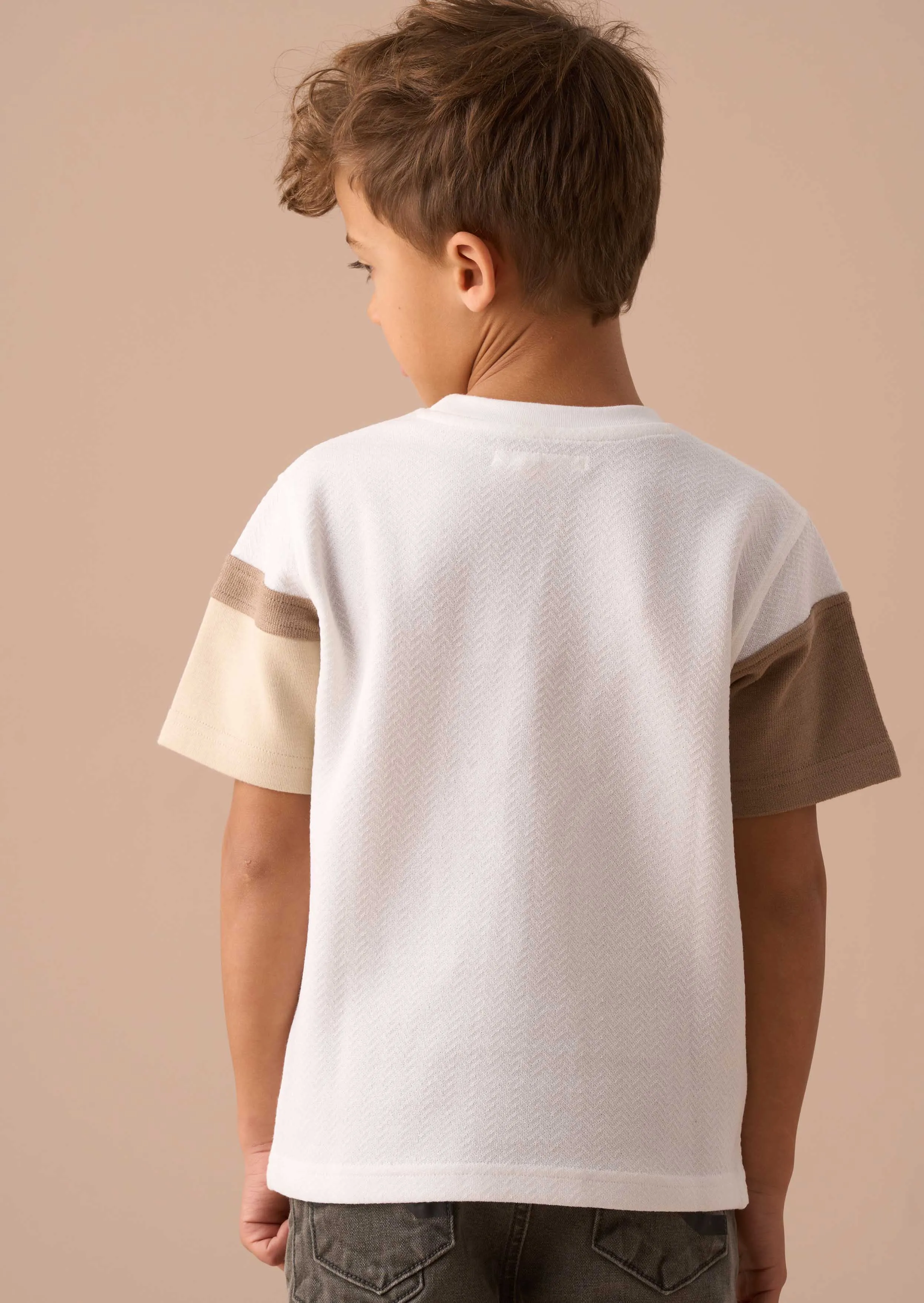 Callum Cream Textured Block T Shirt