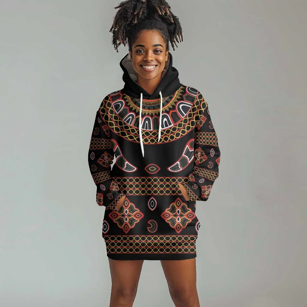 Cameroon Traditional Toghu Pattern Hoodie Dress LT15
