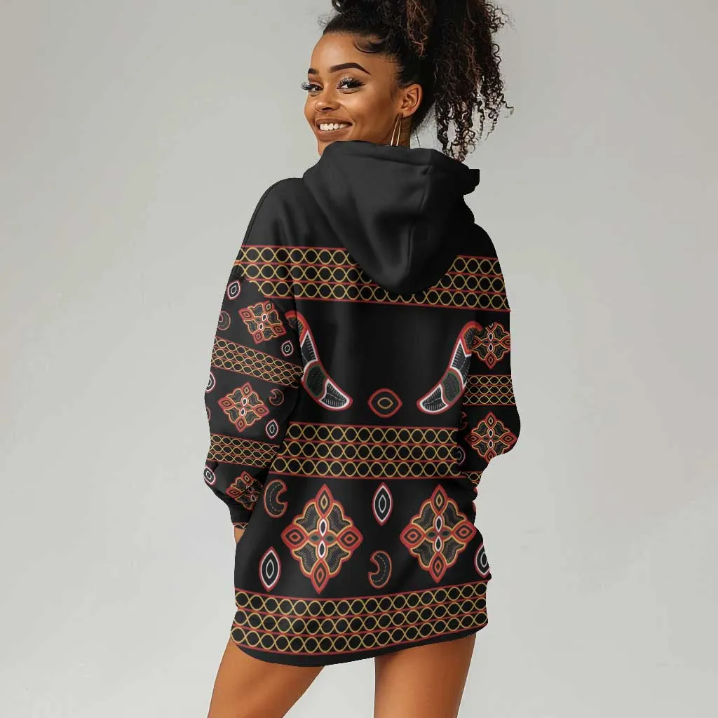 Cameroon Traditional Toghu Pattern Hoodie Dress LT15