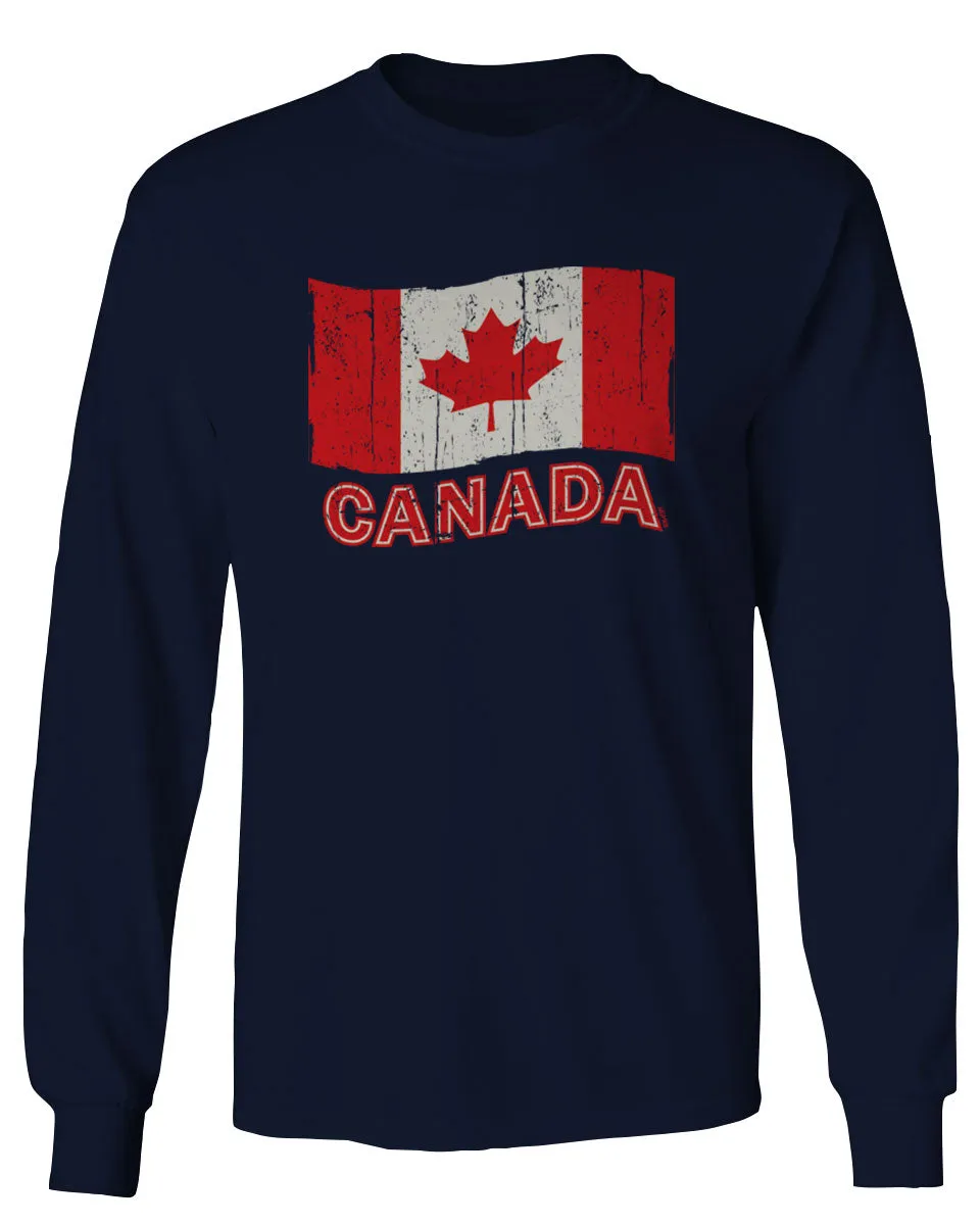 Canada Vintage Flag Canadian Pride Maple Leaf mens Long sleeve t shirt