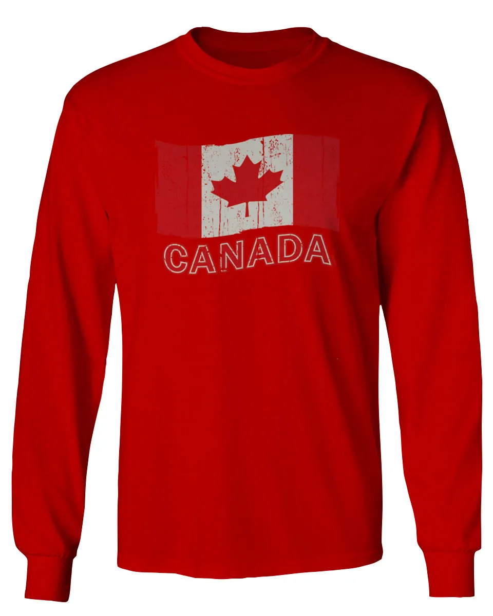 Canada Vintage Flag Canadian Pride Maple Leaf mens Long sleeve t shirt