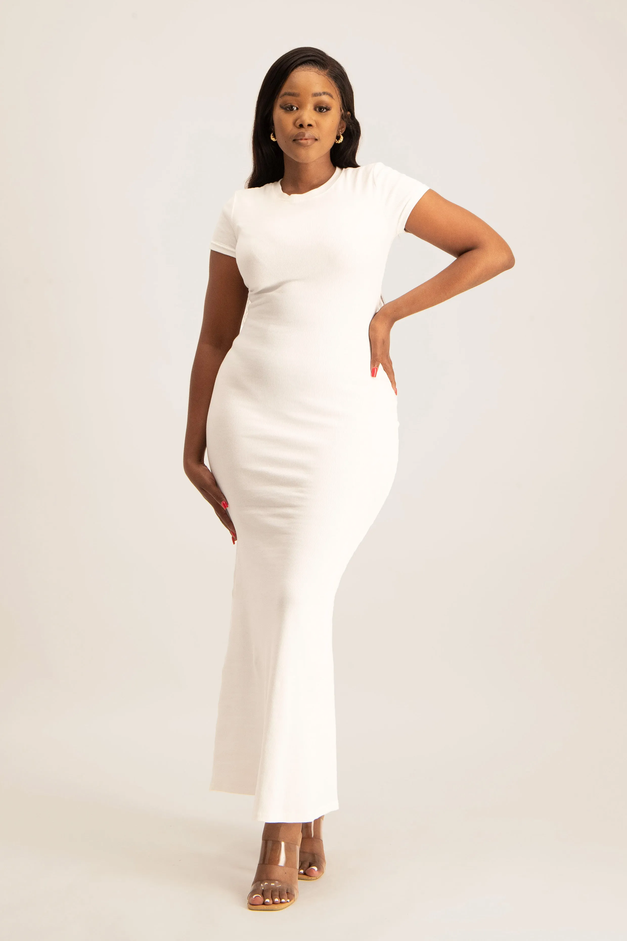 Cap Sleeve Ribb Bodycon Dress