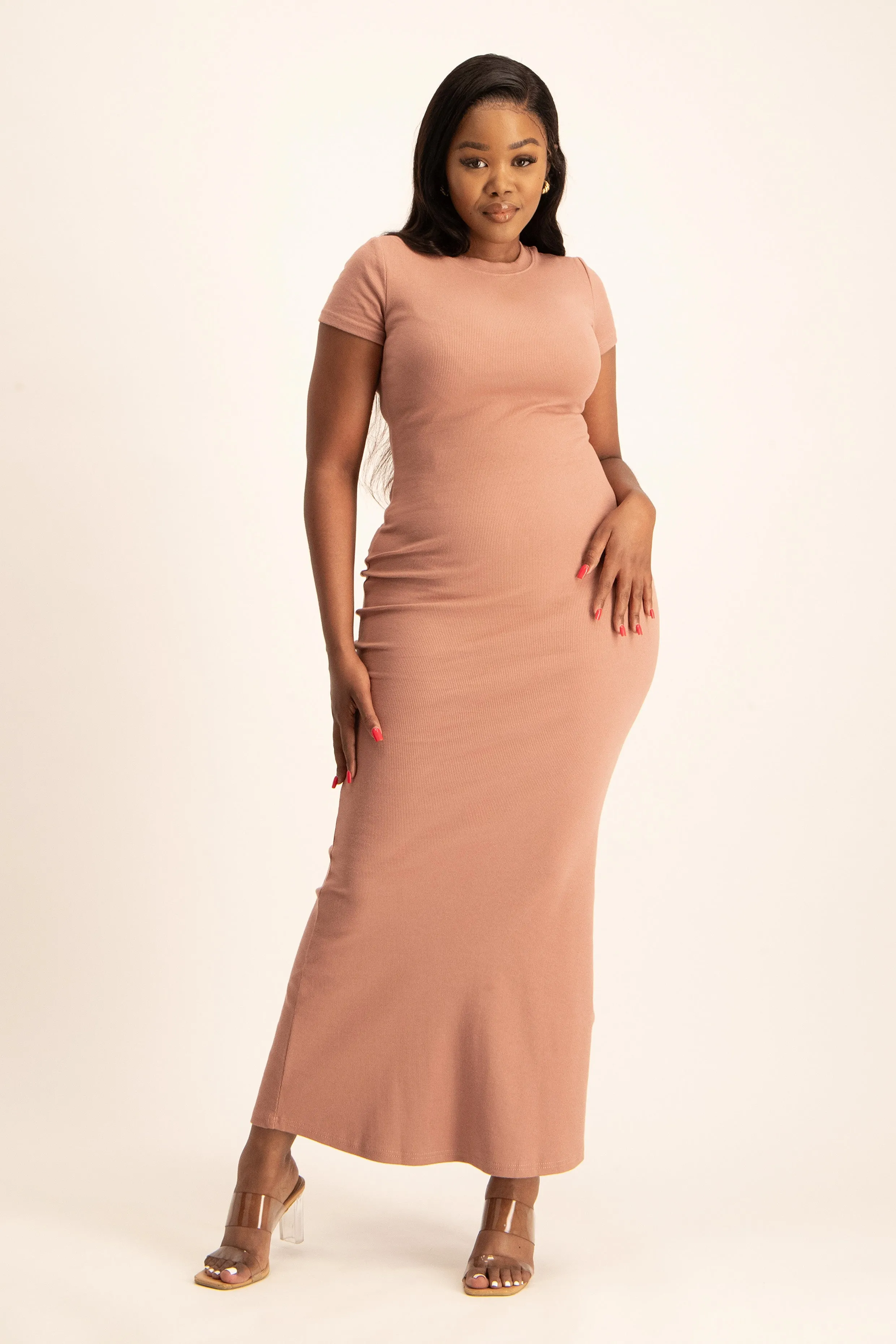 Cap Sleeve Ribb Bodycon Dress