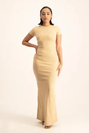 Cap Sleeve Ribb Bodycon Dress