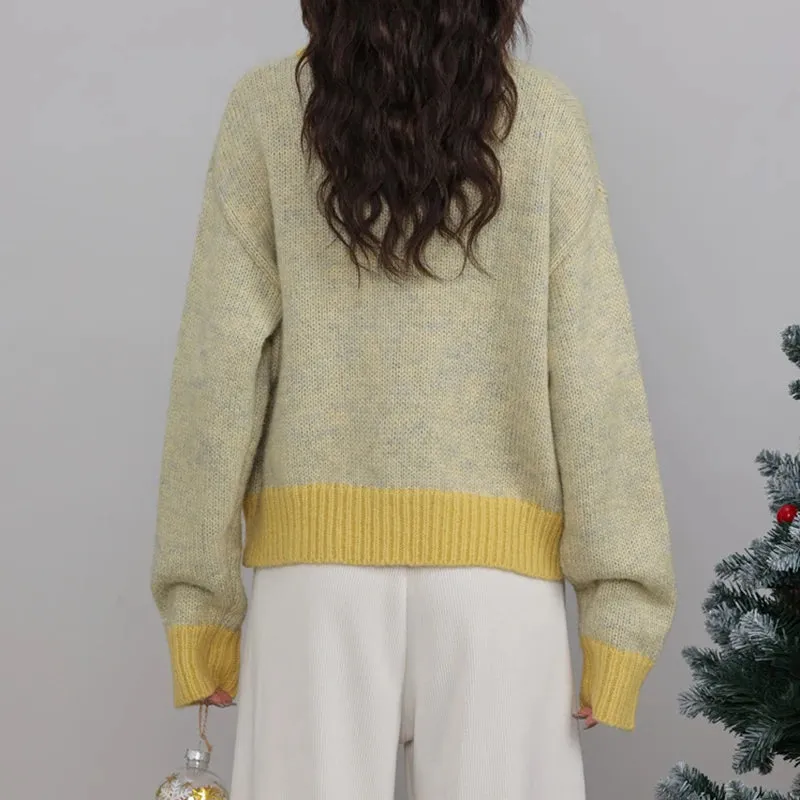 Cardigan Long Sleeve Patchwork Knitted