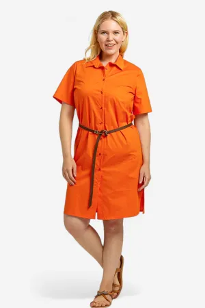 Carolina Orange Cotton Shirt Dress
