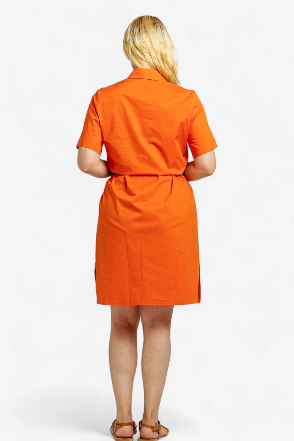 Carolina Orange Cotton Shirt Dress