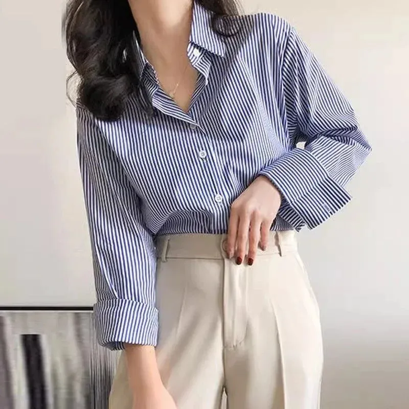 Casual Loose Fit Striped Top
