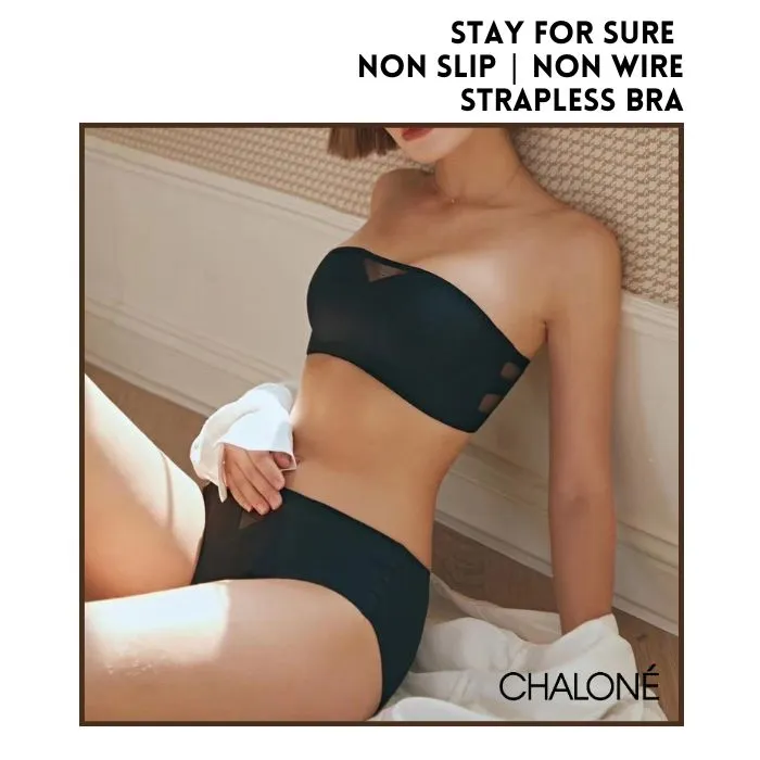 Chalone Non Wire Non Slip Firm Secured Stay-On Seamless Padded Strapless Bra Suitable for Small Busts No Gaping