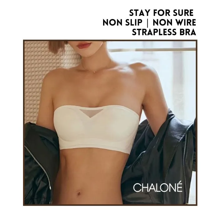 Chalone Non Wire Non Slip Firm Secured Stay-On Seamless Padded Strapless Bra Suitable for Small Busts No Gaping