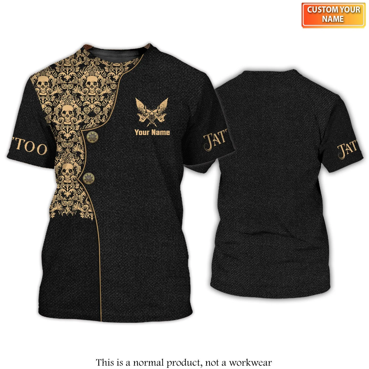 Chic Tattoo Fashion Custom Name T-Shirt, Men Tattoo Uniform [Non-Workwear]