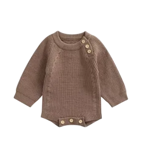 Chunky Knit Sweater Romper Baby | Nut Brown