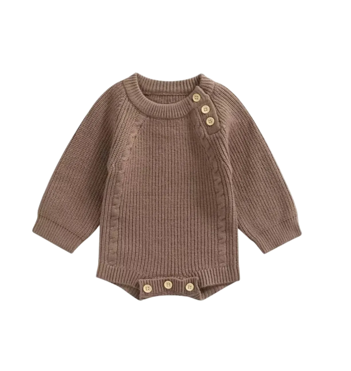 Chunky Knit Sweater Romper Baby | Nut Brown