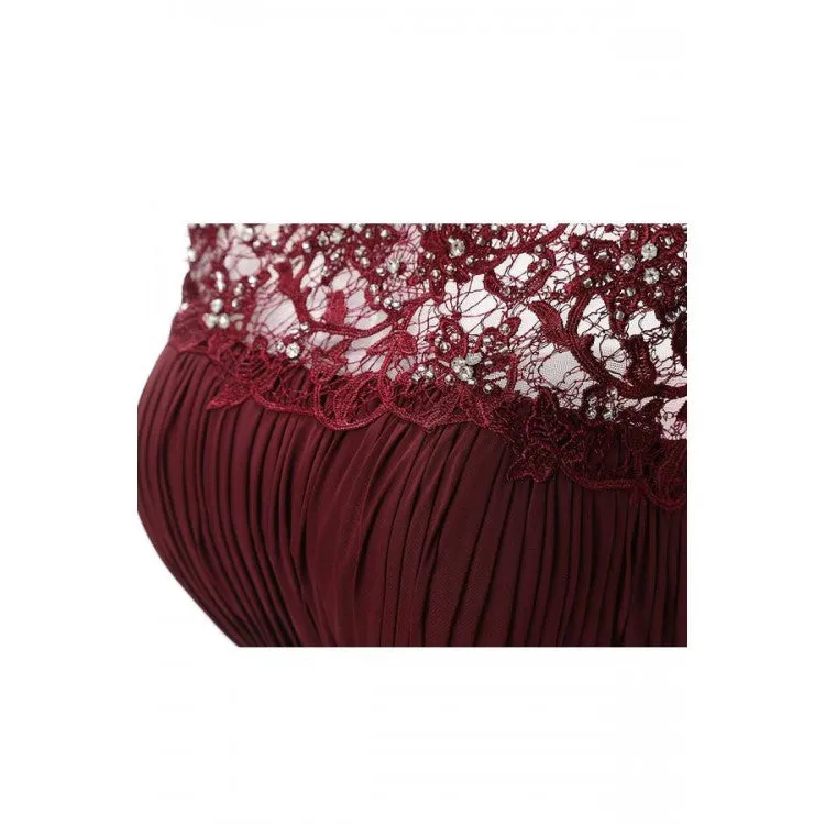 Claret Long Floor Length Bridesmaid Dresses, Beading Bridesmaid Dresses, Appliques Bridesmaid Dresses, Zipper Bridesmaid Dresses, TYP0295