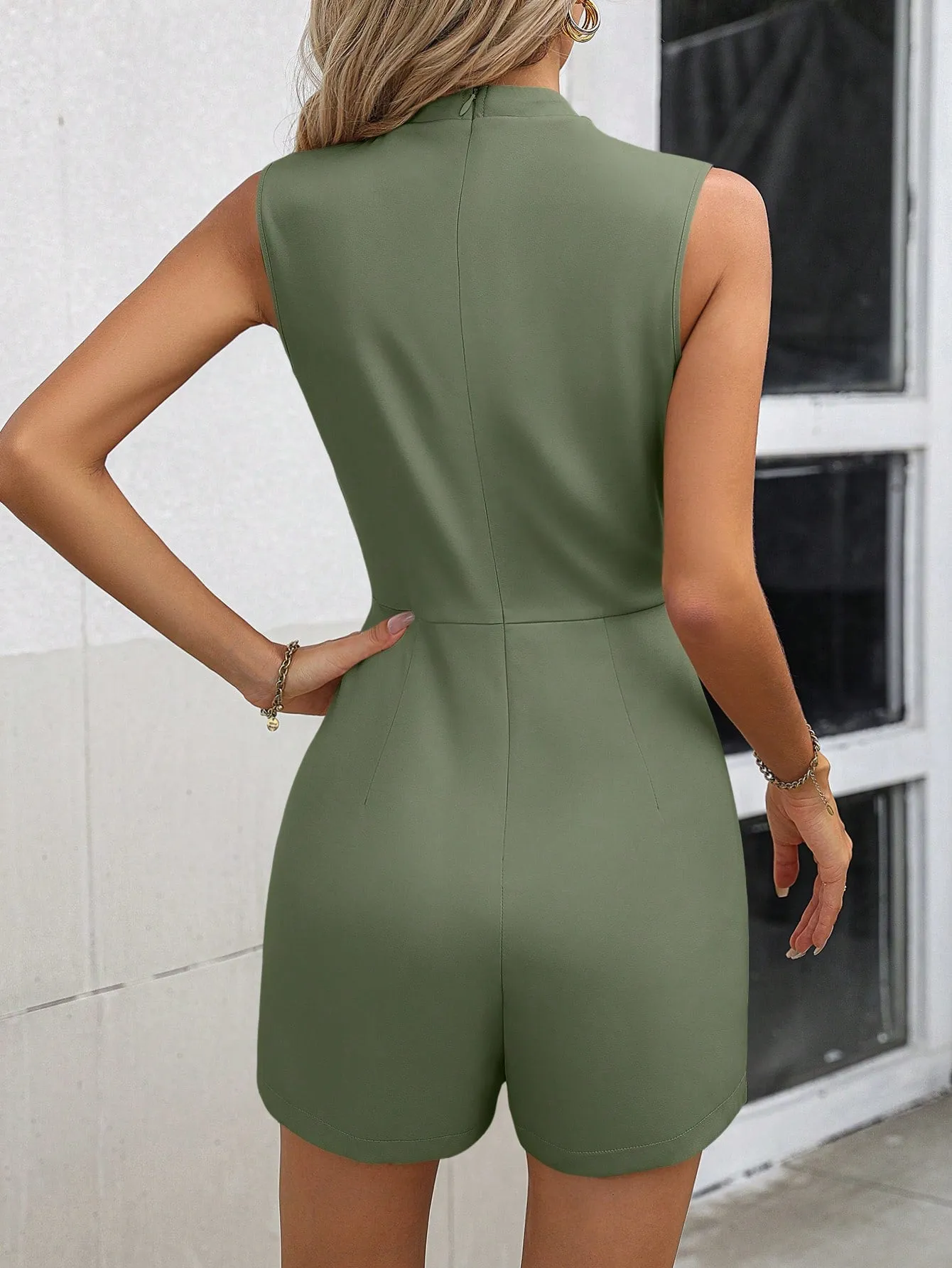 Clasi High Neck Sleeveless Romper Shorts