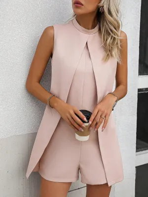 Clasi High Neck Sleeveless Romper Shorts