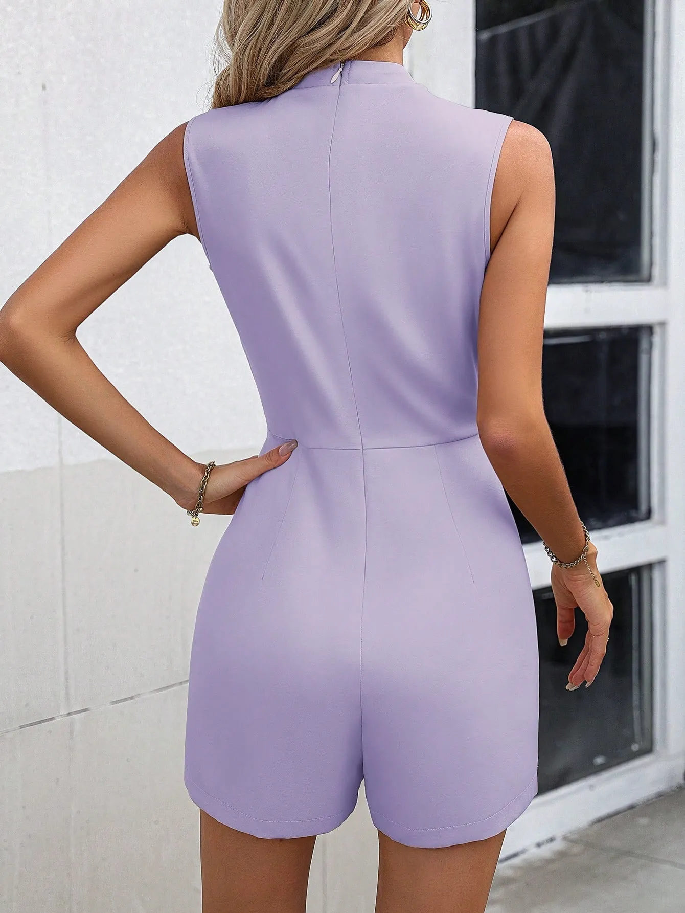 Clasi High Neck Sleeveless Romper Shorts
