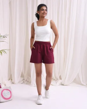 Classic Wine Cotton Shorts