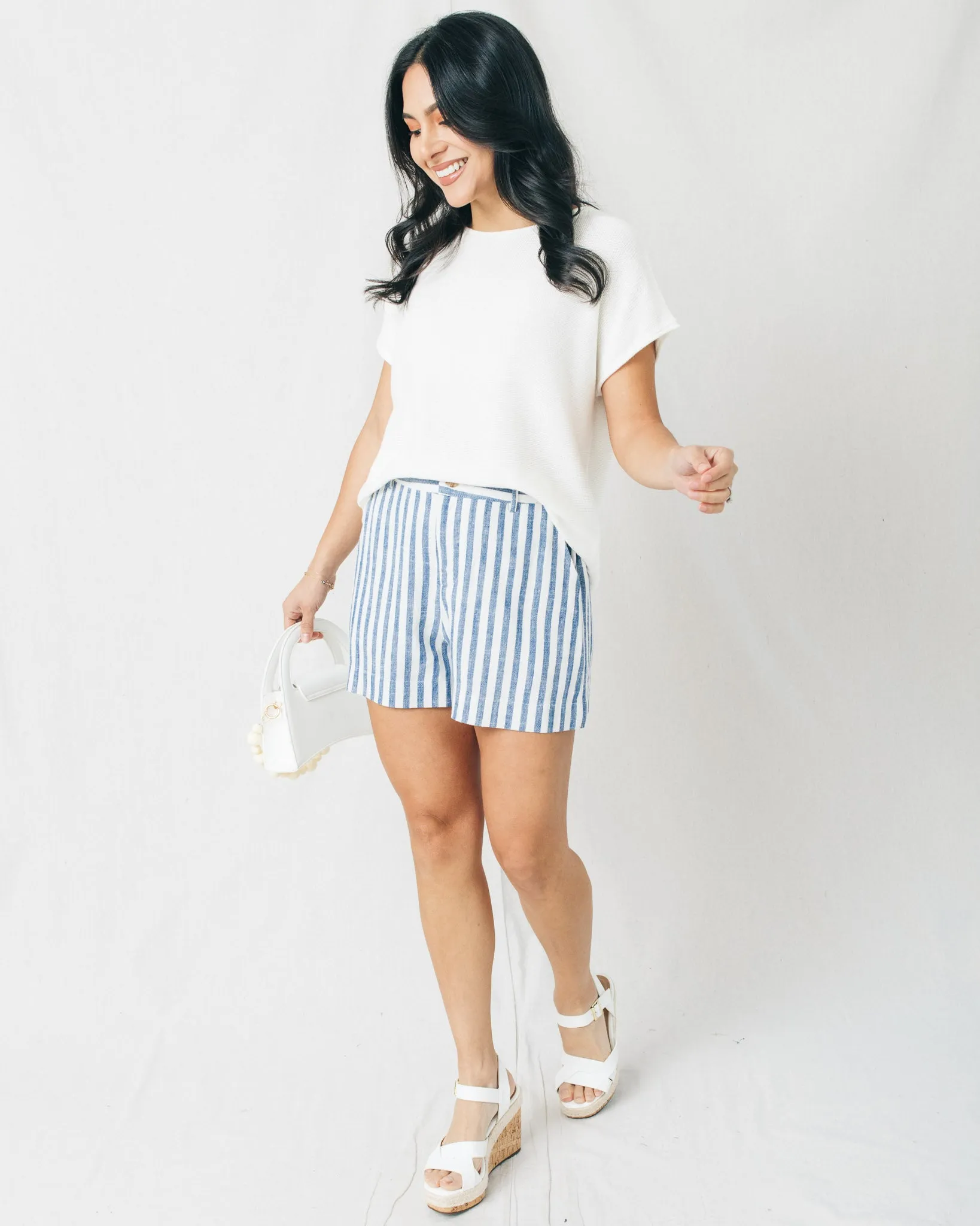 Coastal  Front Button w/Belt Loops Striped Shorts