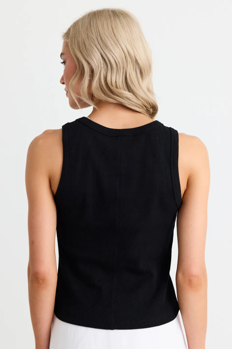Cobble Rib Cutaway Tank - Black