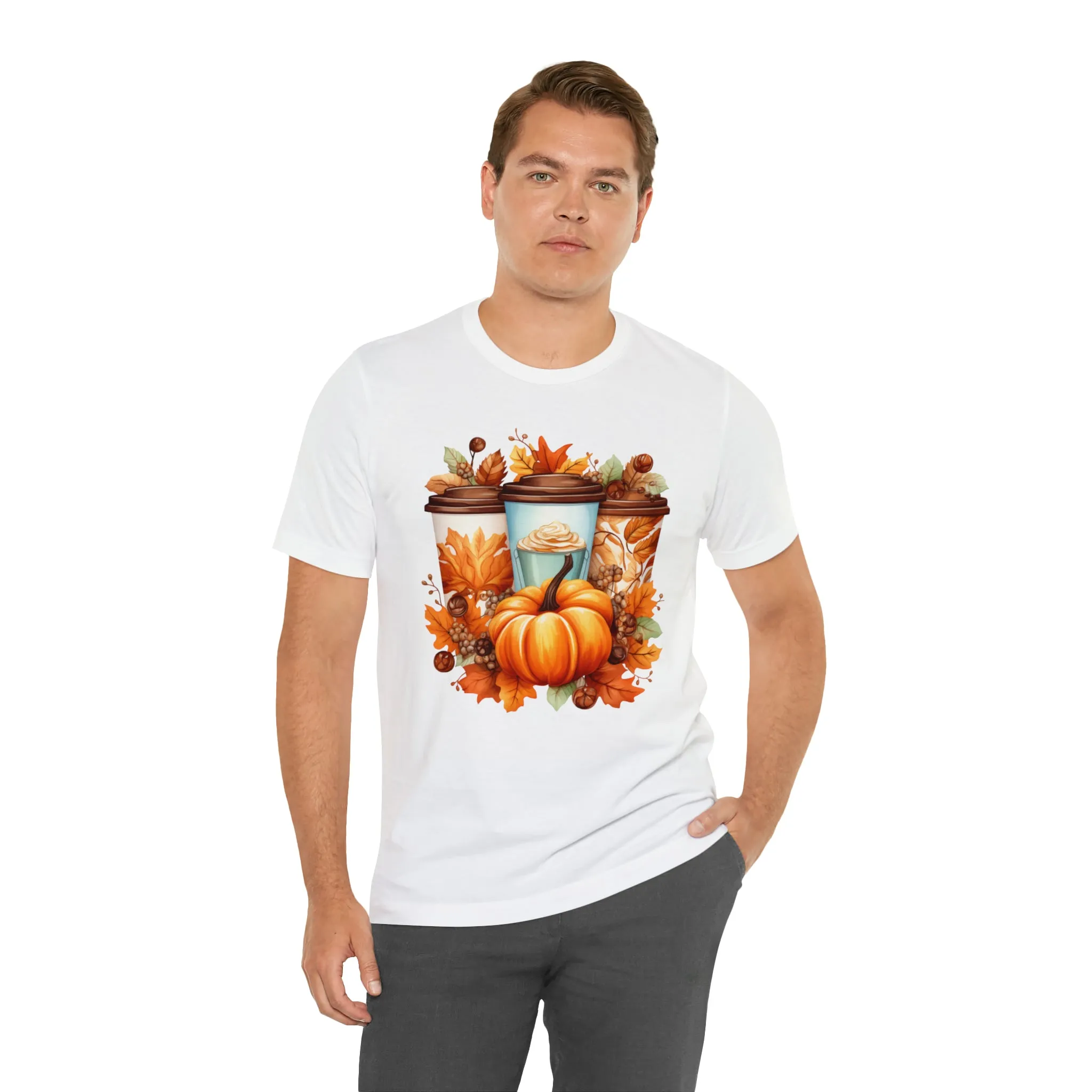 Coffee & Fall T-Shirt | Fall Coffee Time Tee |  Bella Canvas 3001 Unisex |  Thanksgiving Season Short Sleeve Tshirt