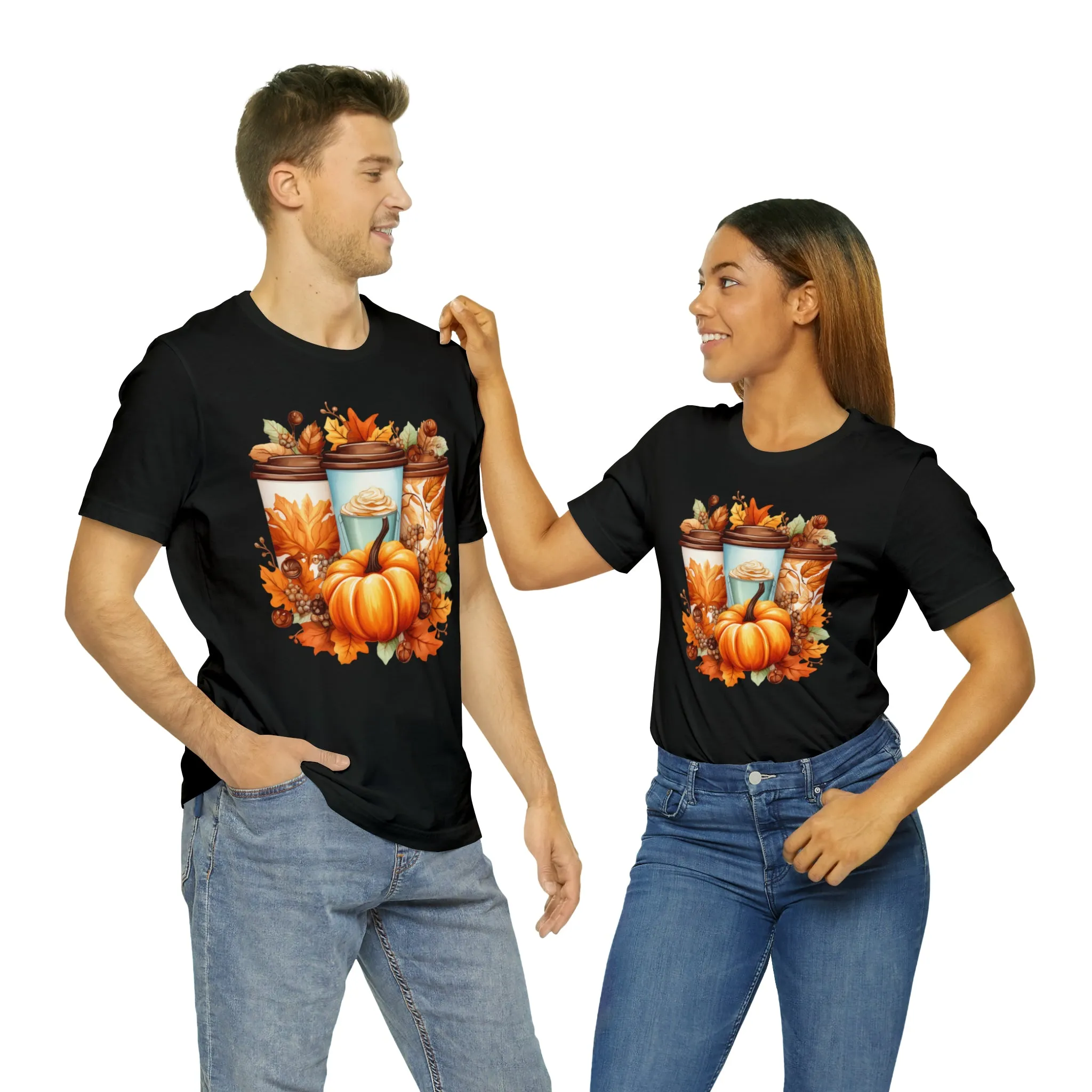 Coffee & Fall T-Shirt | Fall Coffee Time Tee |  Bella Canvas 3001 Unisex |  Thanksgiving Season Short Sleeve Tshirt