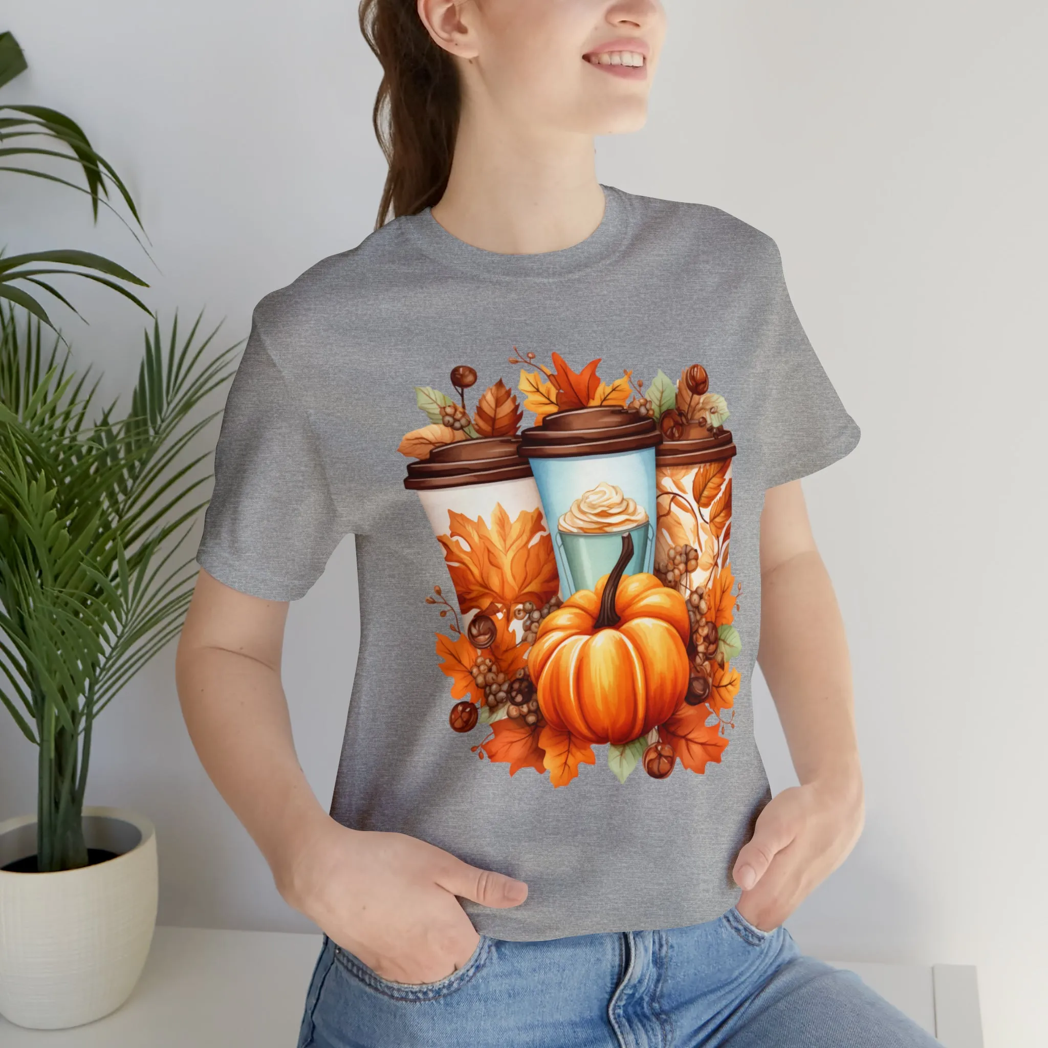 Coffee & Fall T-Shirt | Fall Coffee Time Tee |  Bella Canvas 3001 Unisex |  Thanksgiving Season Short Sleeve Tshirt