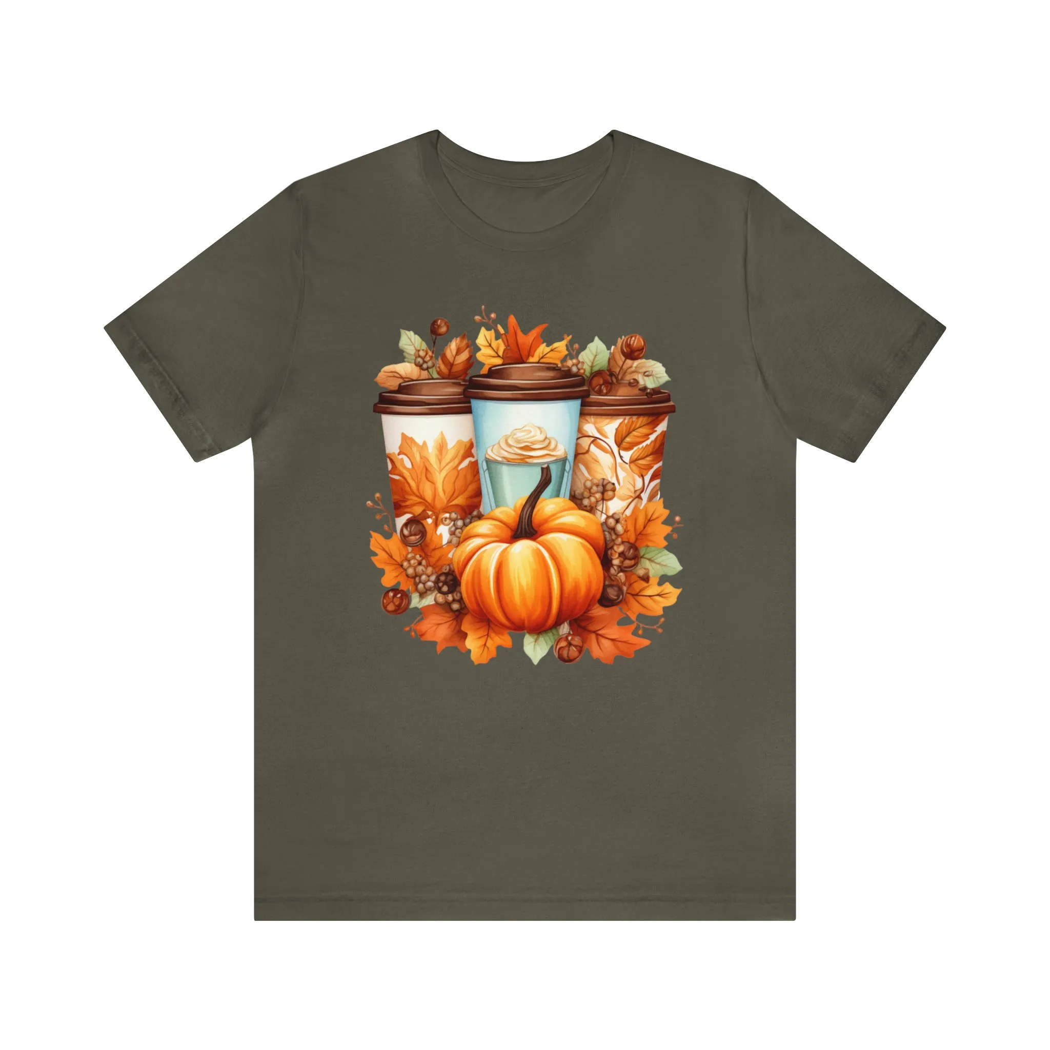 Coffee & Fall T-Shirt | Fall Coffee Time Tee |  Bella Canvas 3001 Unisex |  Thanksgiving Season Short Sleeve Tshirt