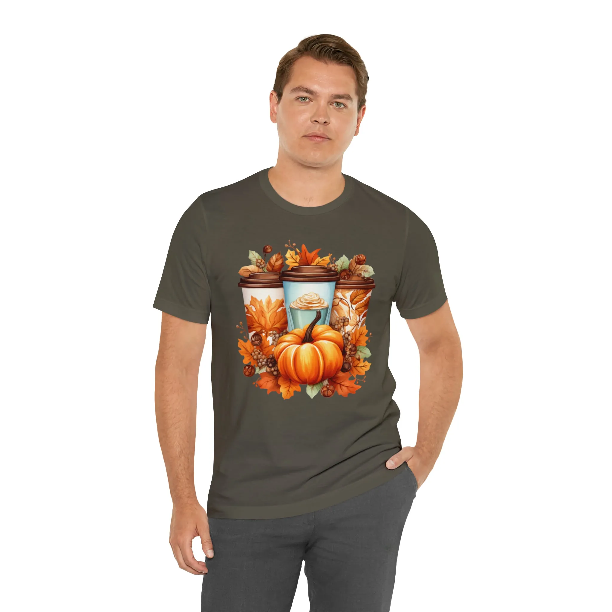 Coffee & Fall T-Shirt | Fall Coffee Time Tee |  Bella Canvas 3001 Unisex |  Thanksgiving Season Short Sleeve Tshirt