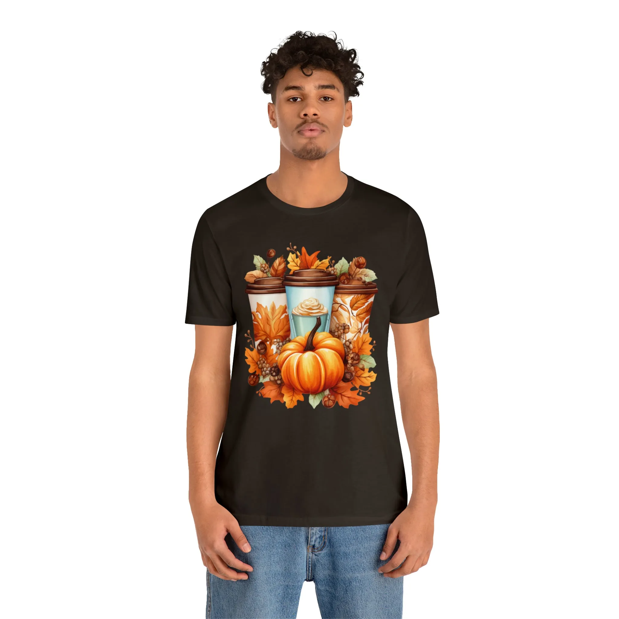 Coffee & Fall T-Shirt | Fall Coffee Time Tee |  Bella Canvas 3001 Unisex |  Thanksgiving Season Short Sleeve Tshirt