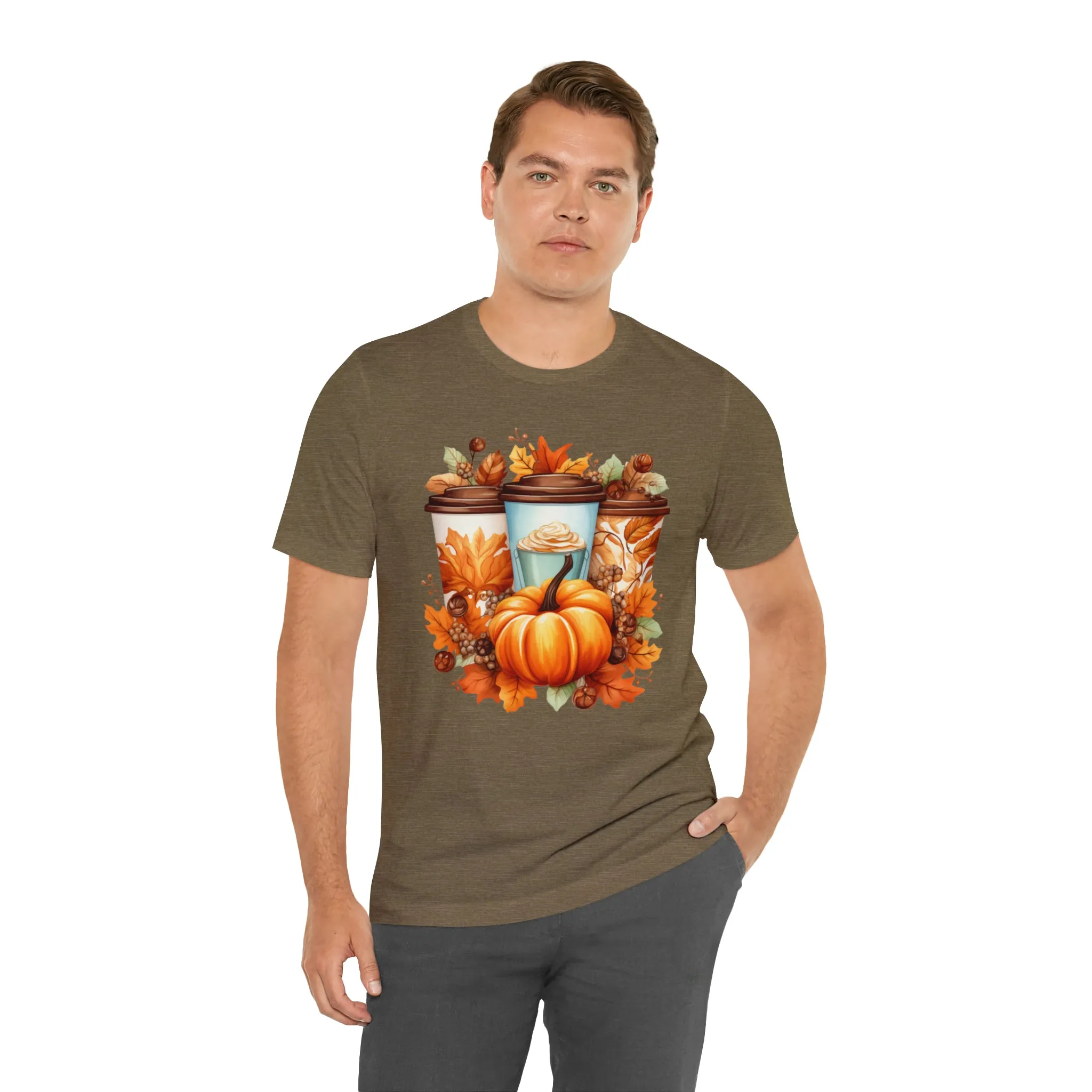 Coffee & Fall T-Shirt | Fall Coffee Time Tee |  Bella Canvas 3001 Unisex |  Thanksgiving Season Short Sleeve Tshirt