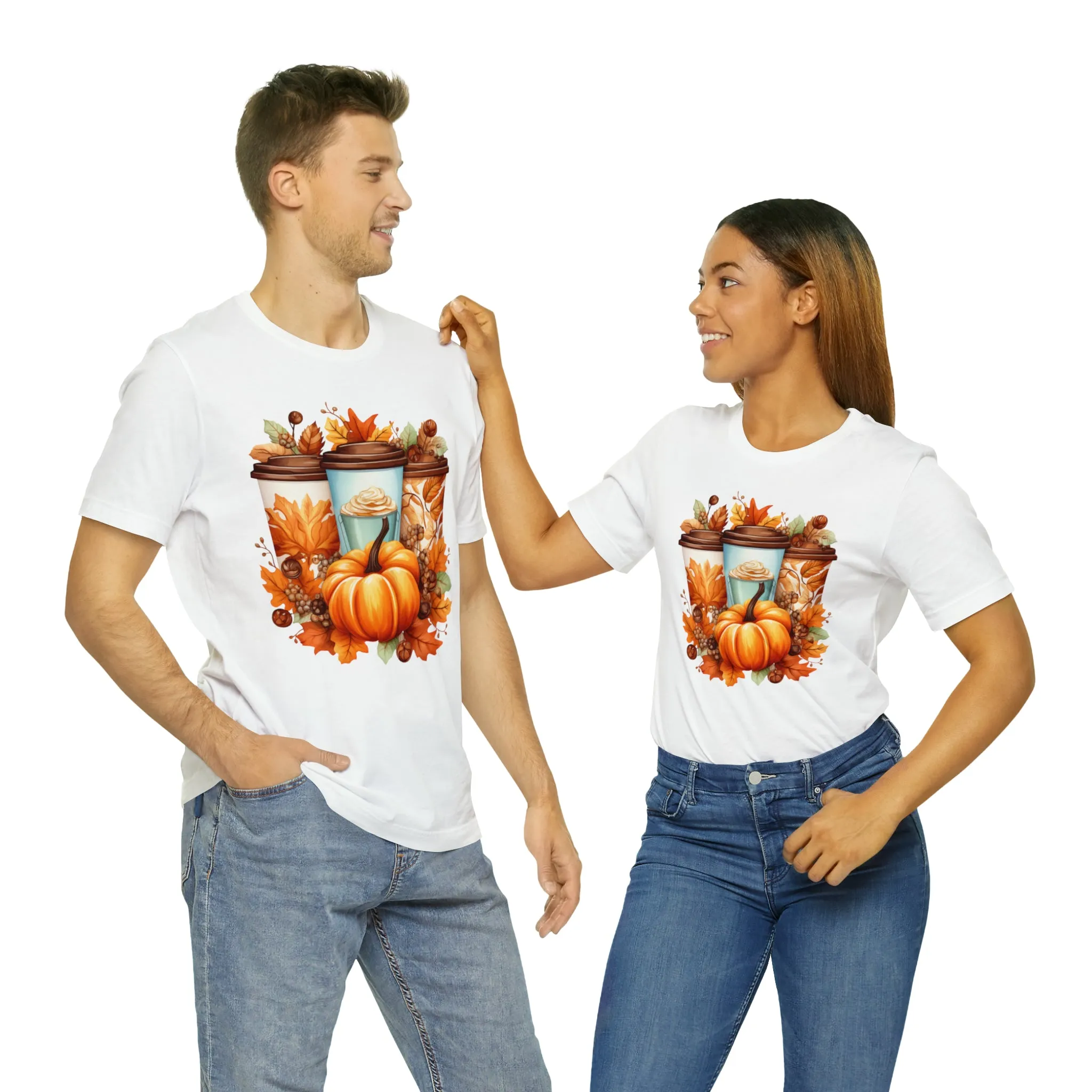 Coffee & Fall T-Shirt | Fall Coffee Time Tee |  Bella Canvas 3001 Unisex |  Thanksgiving Season Short Sleeve Tshirt