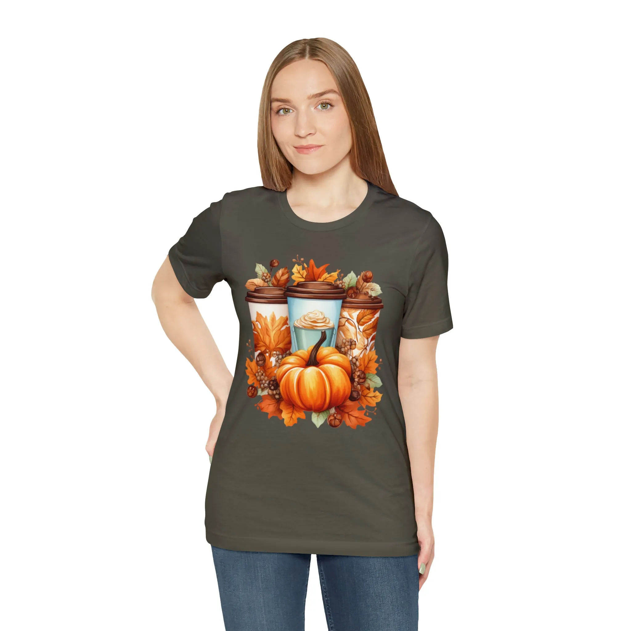 Coffee & Fall T-Shirt | Fall Coffee Time Tee |  Bella Canvas 3001 Unisex |  Thanksgiving Season Short Sleeve Tshirt